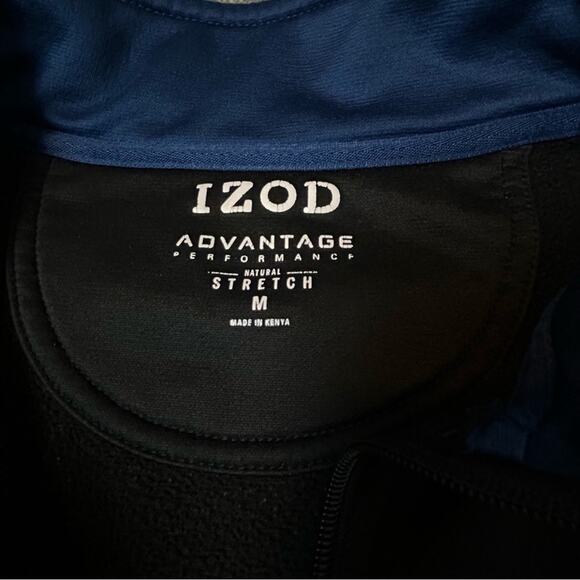 Izod Vest Men Size M Black Blue Full Zip Fleece Lined Stretch Advantage Pockets - Picture 4 of 8